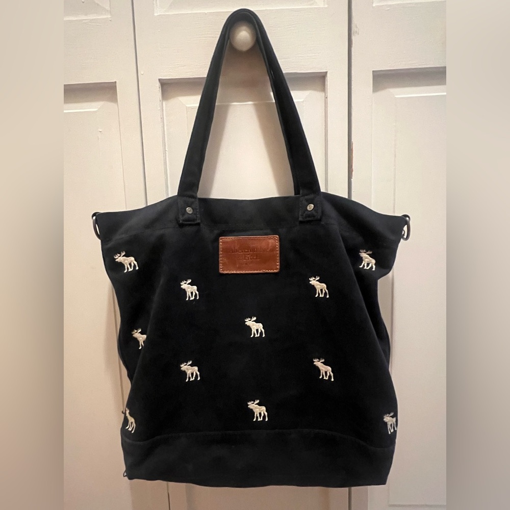 Abercrombie & Fitch Black Tote with Moose Embroidery